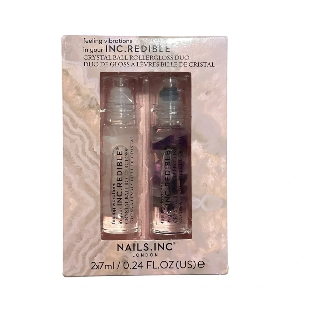 Nails Inc. Crystal Ball Roller Gloss Duo in Rose Quartz & Amethyst